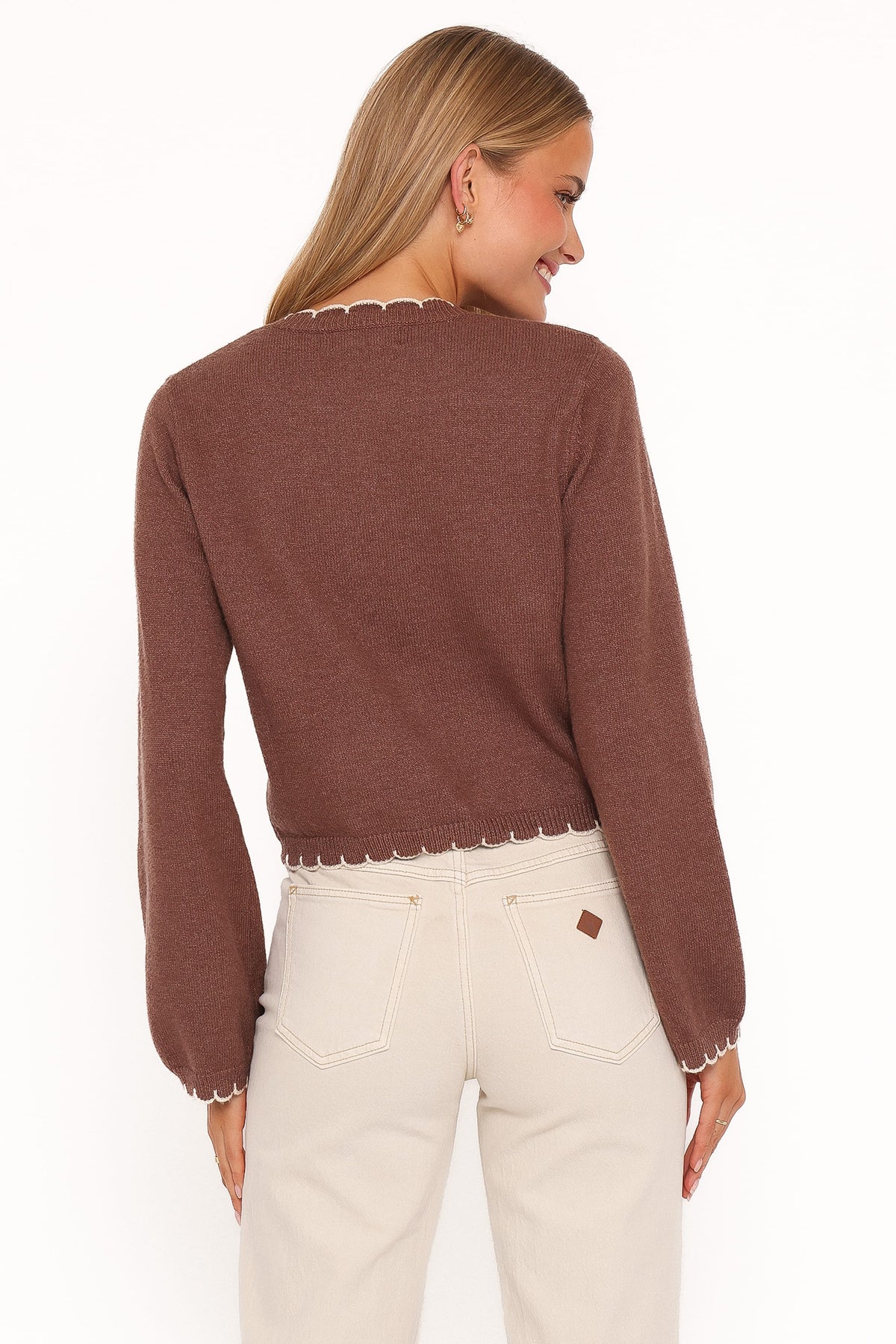 Petal and Pup USA KNITWEAR Payton Scallop Cardigan - Brown
