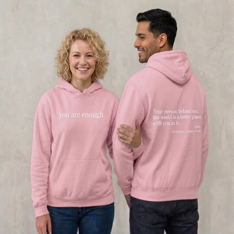 Pullover Hoodie with Front Pocket and Fleece Lining, Graphic Front and Back Print