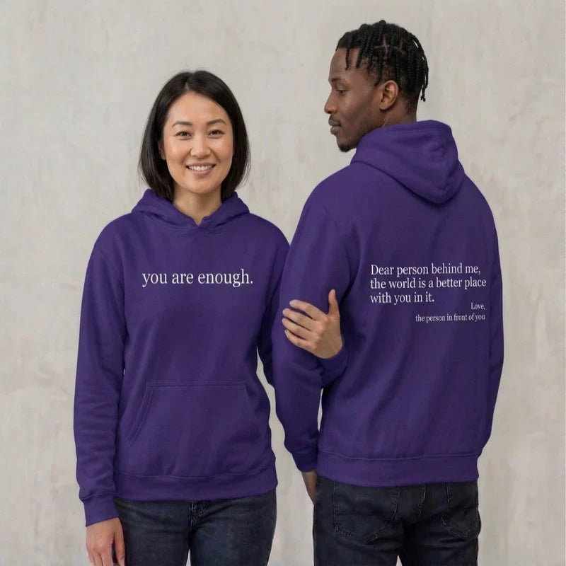 Pullover Hoodie with Front Pocket and Fleece Lining, Graphic Front and Back Print
