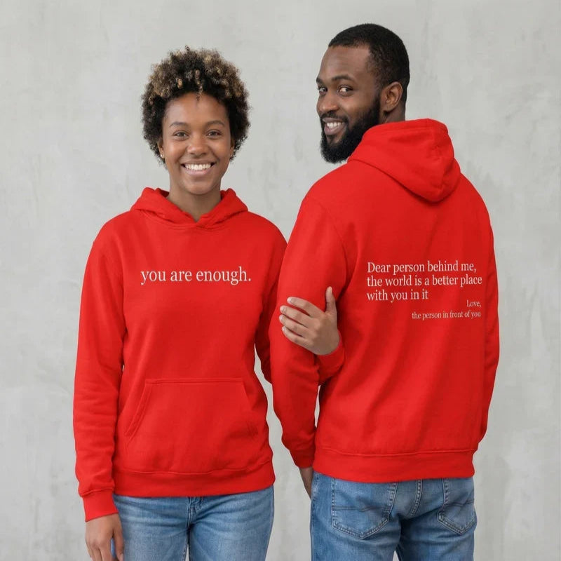 Pullover Hoodie with Front Pocket and Fleece Lining, Graphic Front and Back Print