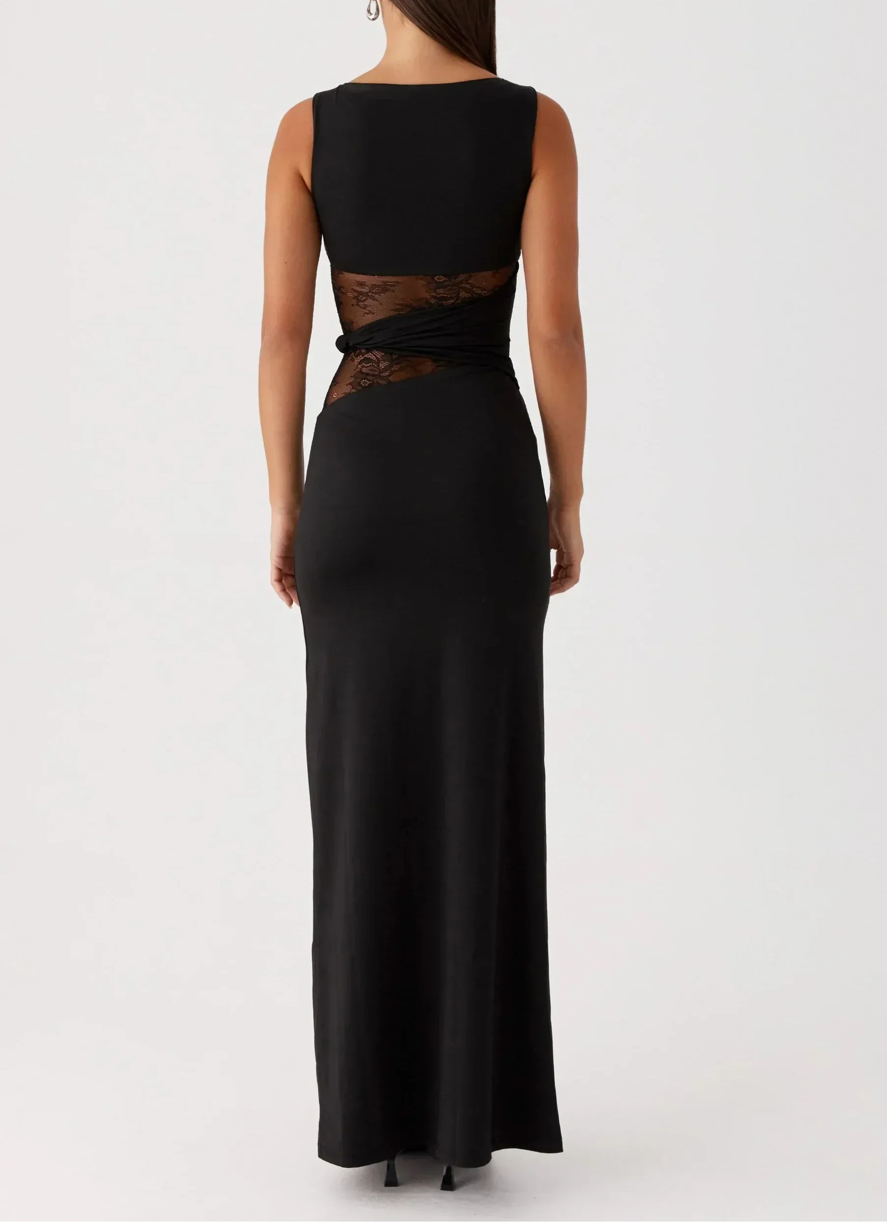Women's Maxi Dress One-Shoulder Lace Cutout