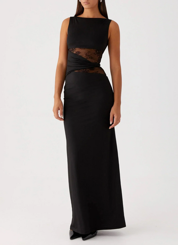 Women's Maxi Dress One-Shoulder Lace Cutout