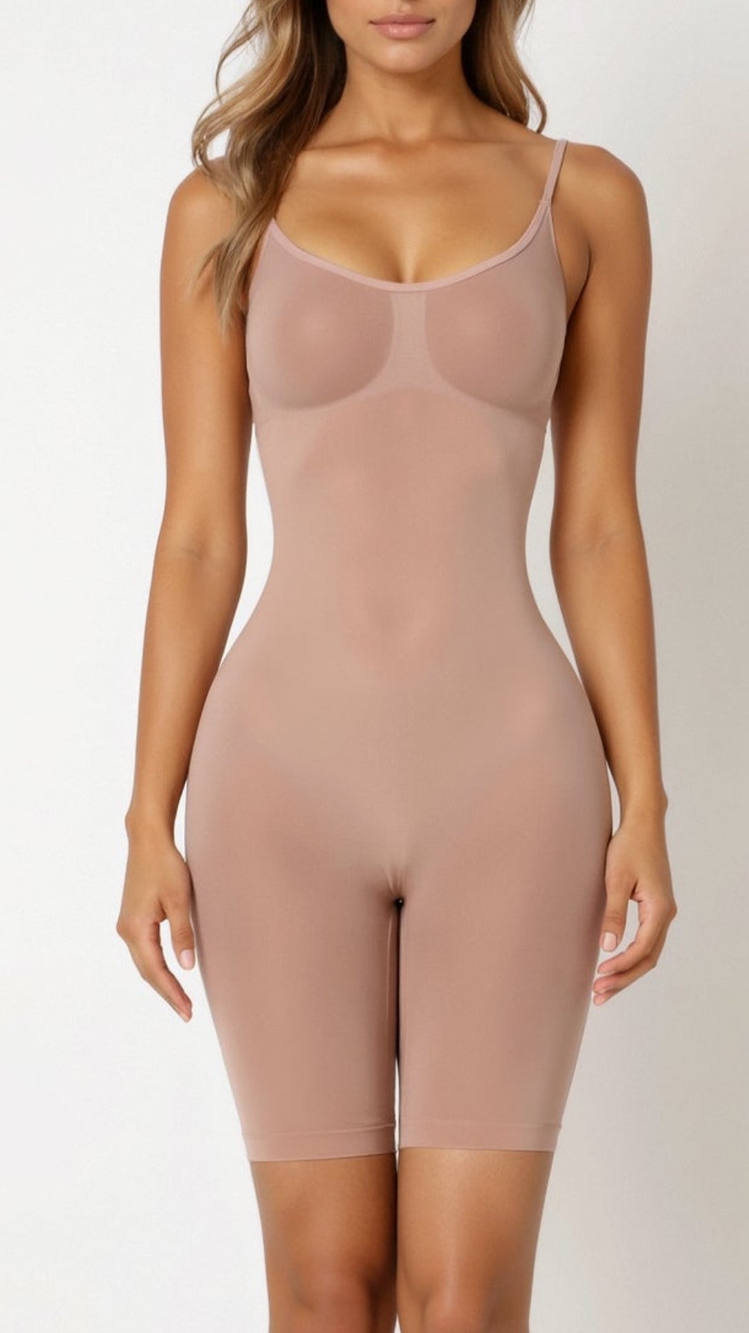 Women's Sleeveless Scoop Neck Mid-Thigh Sculpting Bodysuit