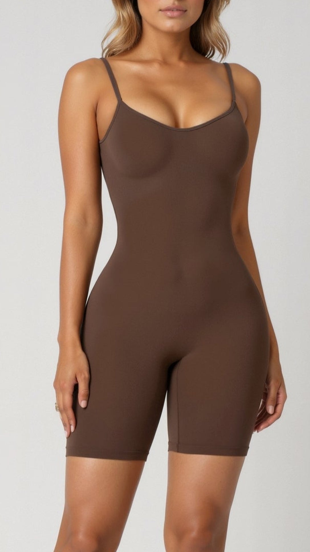 Women's Sleeveless Scoop Neck Mid-Thigh Sculpting Bodysuit
