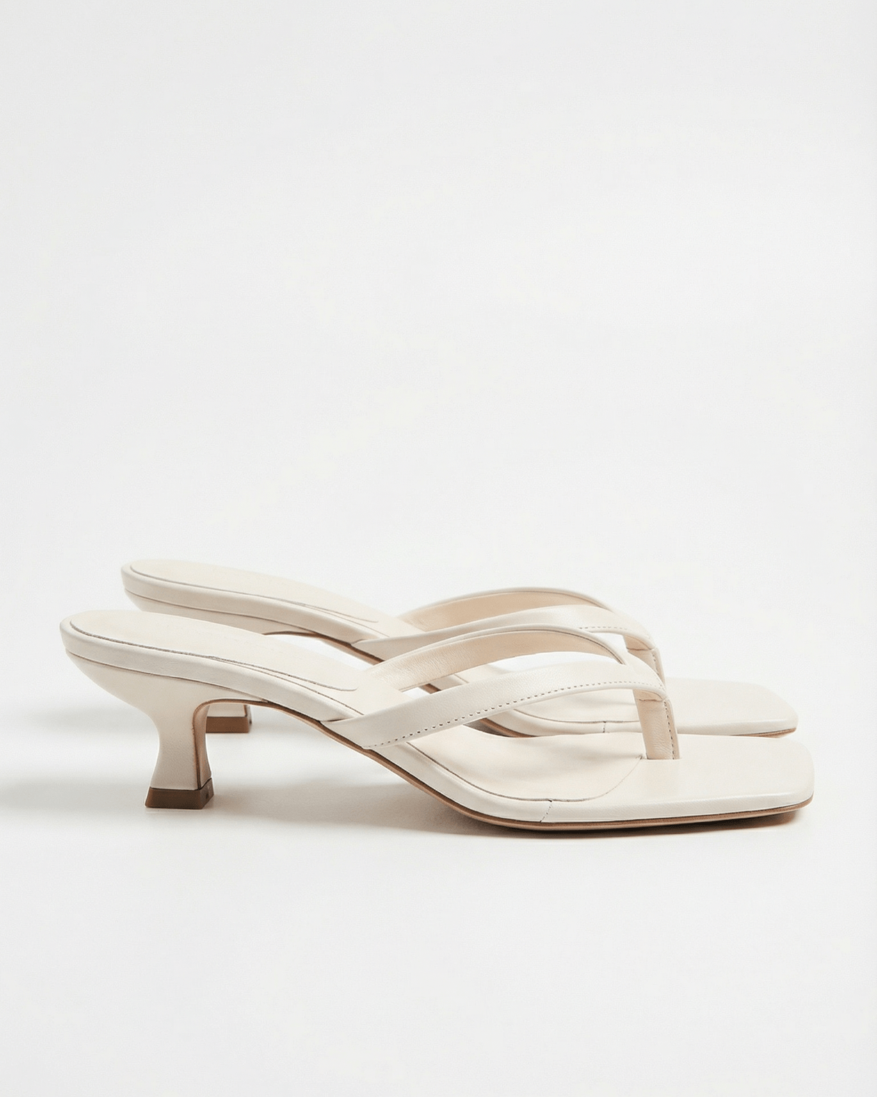 Women's Kitten Heels Square Toe Thong Sandals