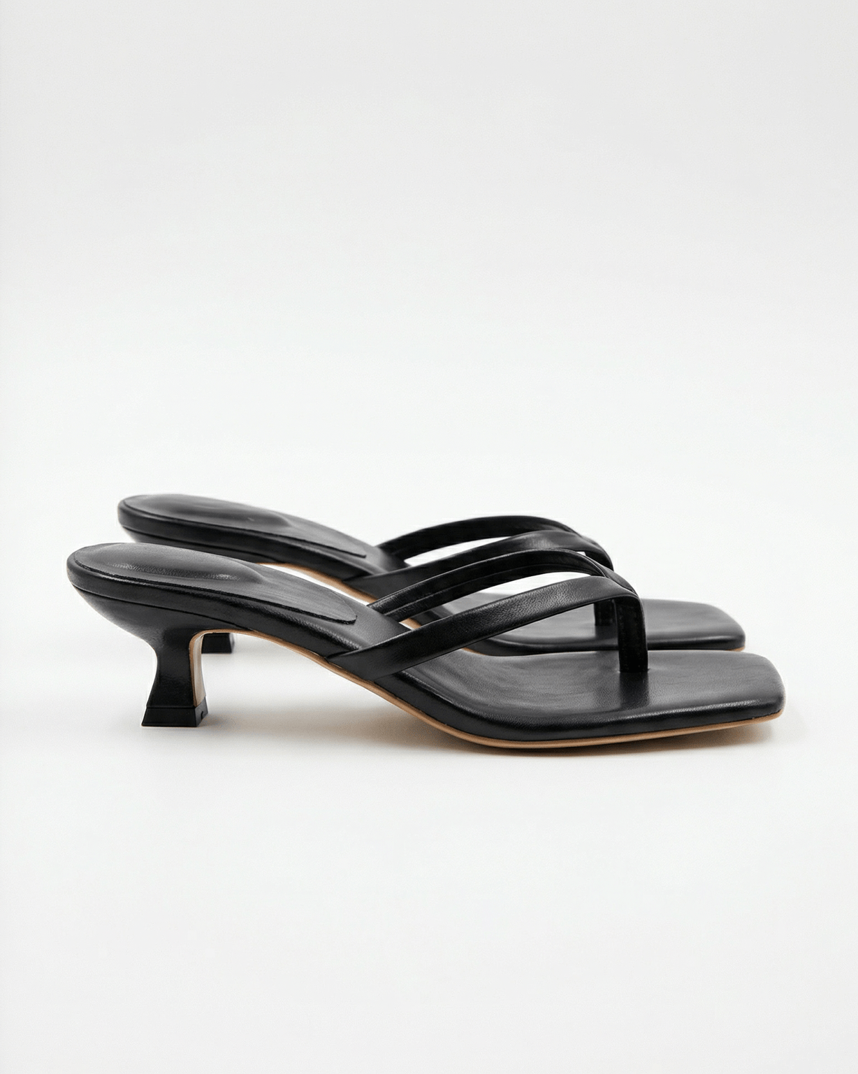 Women's Kitten Heels Square Toe Thong Sandals
