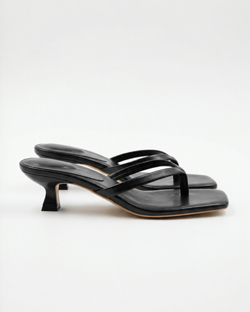 Women's Kitten Heels Square Toe Thong Sandals