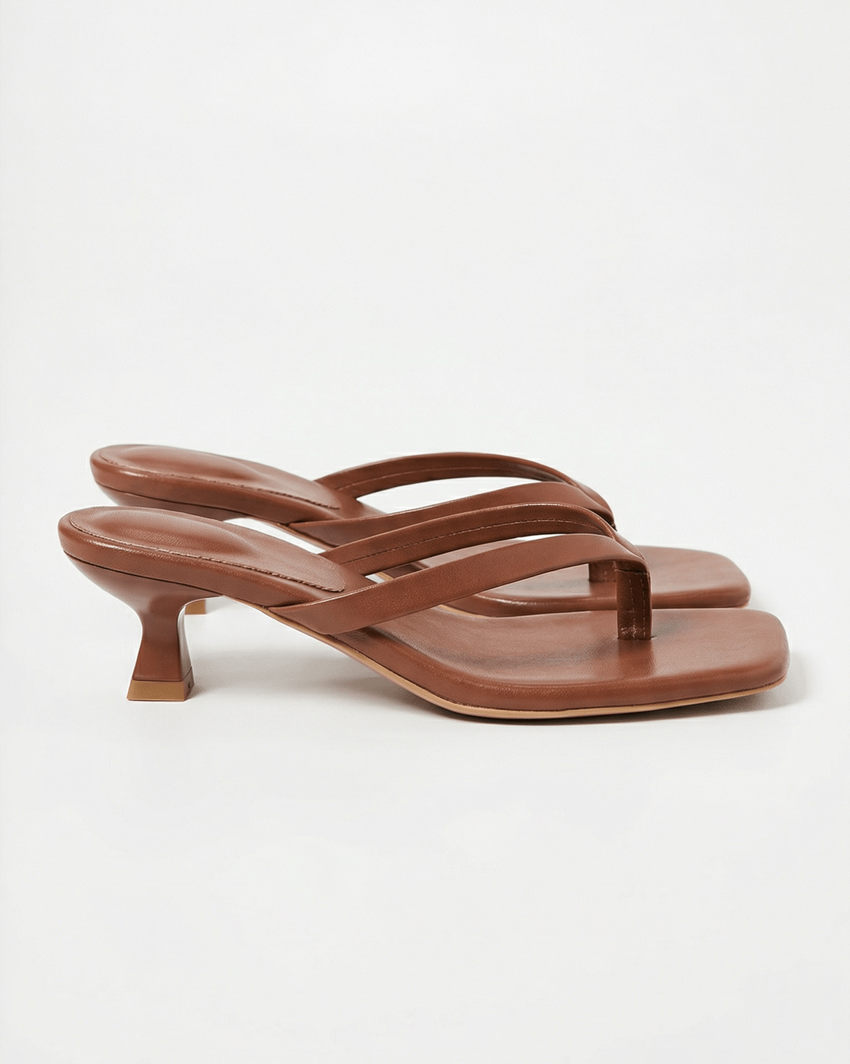 Women's Kitten Heels Square Toe Thong Sandals