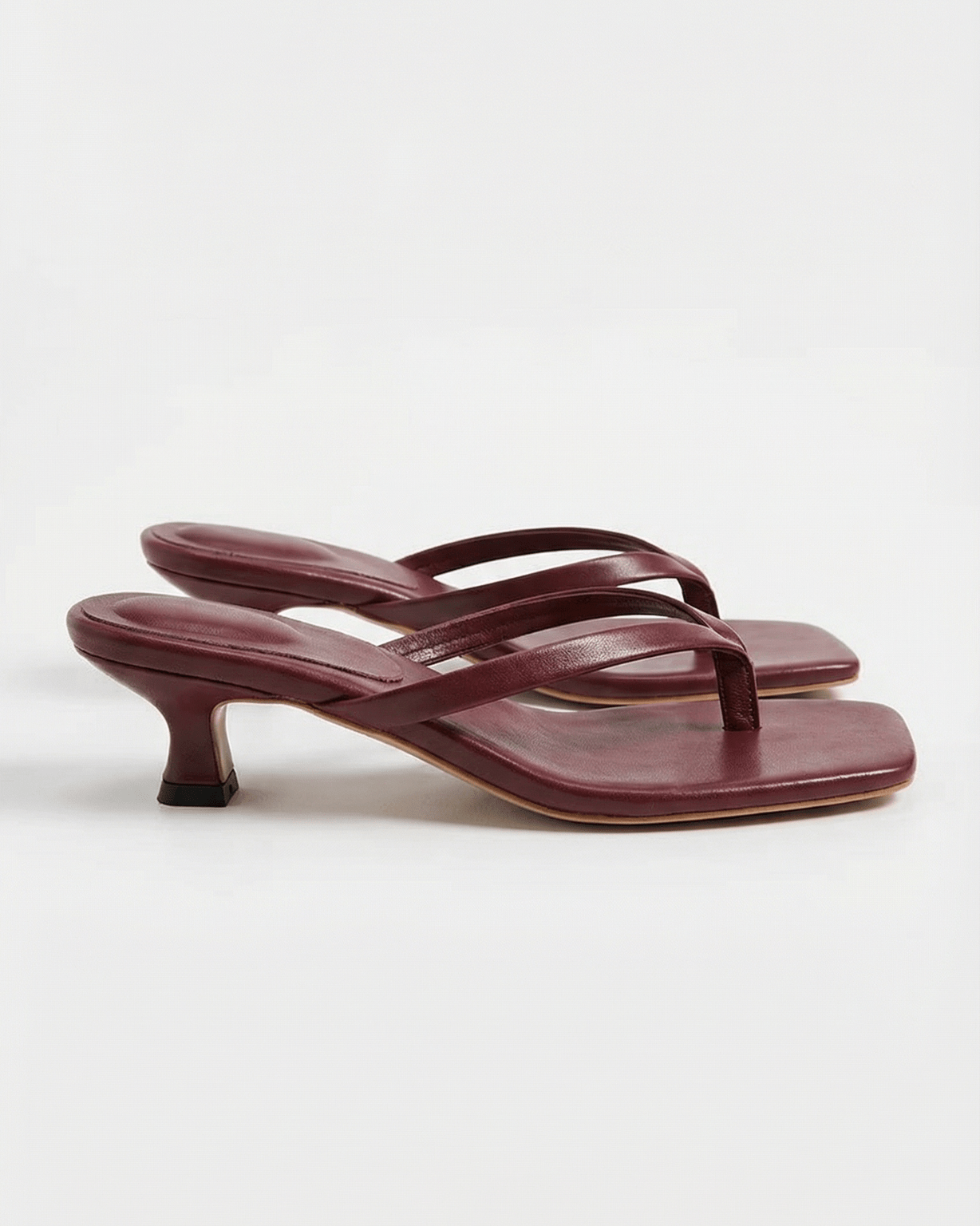 Women's Kitten Heels Square Toe Thong Sandals