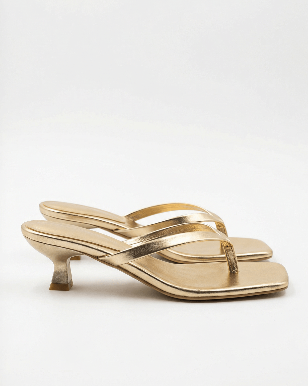Women's Kitten Heels Square Toe Thong Sandals