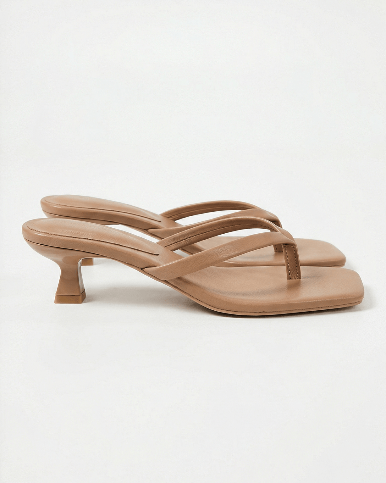 Women's Kitten Heels Square Toe Thong Sandals