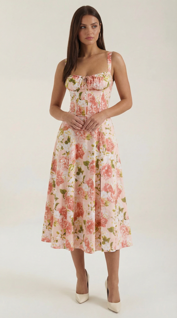 Women's Floral Midi Dress Sweetheart