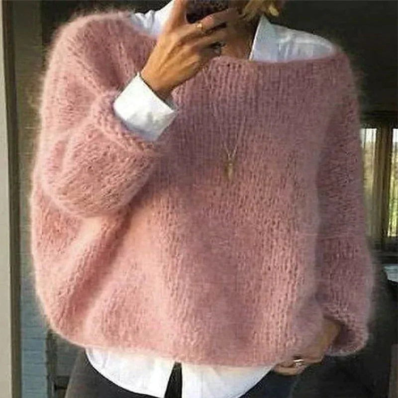 Oversized Ribbed Knit Sweater for Women