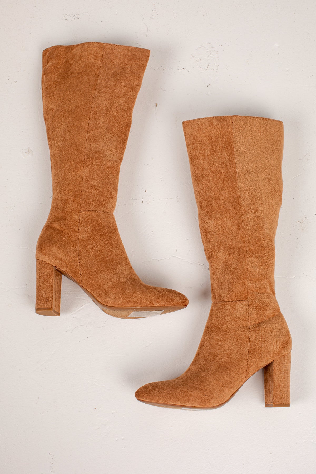Knee High Boots with Almond Toe and 2-Inch Block Heel, Inner Zipper