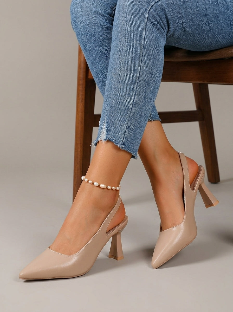 Women's Heels Pointed Toe Slingback Block Heel Mid Height