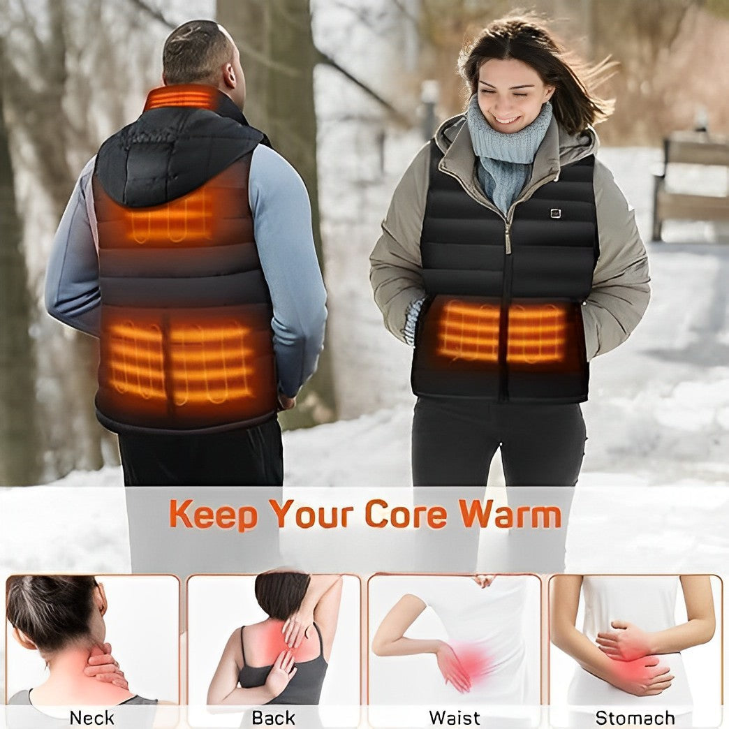 Heated Vest with Four Carbon Fiber Zones and Power Bank, 8-Hour Runtime