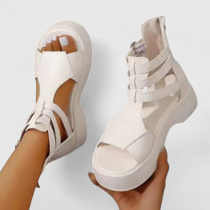 Women's Orthopedic Platform Sandals Strappy Buckle Detail