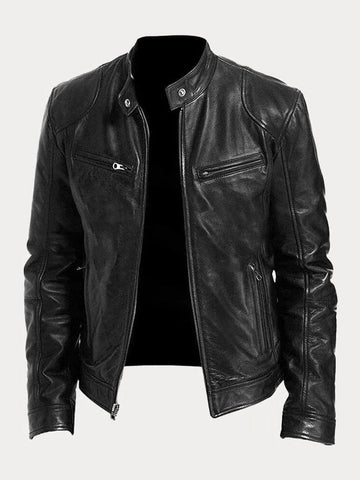 Hip Length Jacket with Metal Zipper and Snap Tab Collar, Fitted Cuffs