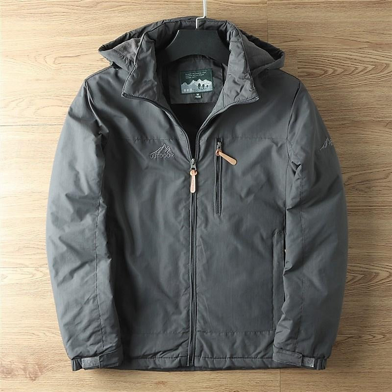 Full Zip Hooded Jacket with Drawstring Hood and Lined Interior, Wind Resistant