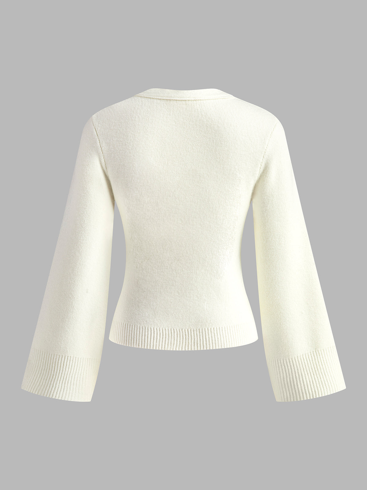 Button Front Knit Cardigan with Moderate Stretch and Hip Length Fit