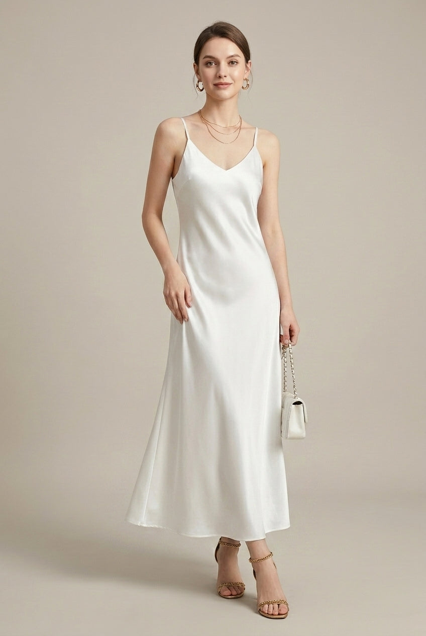Women's Satin Maxi Dress Spaghetti Strap