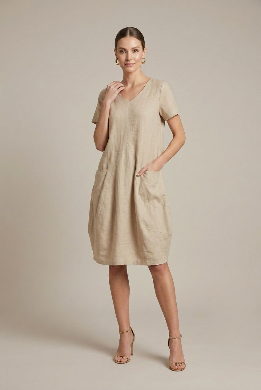 Women's Midi Dress Relaxed Fit V-Neck