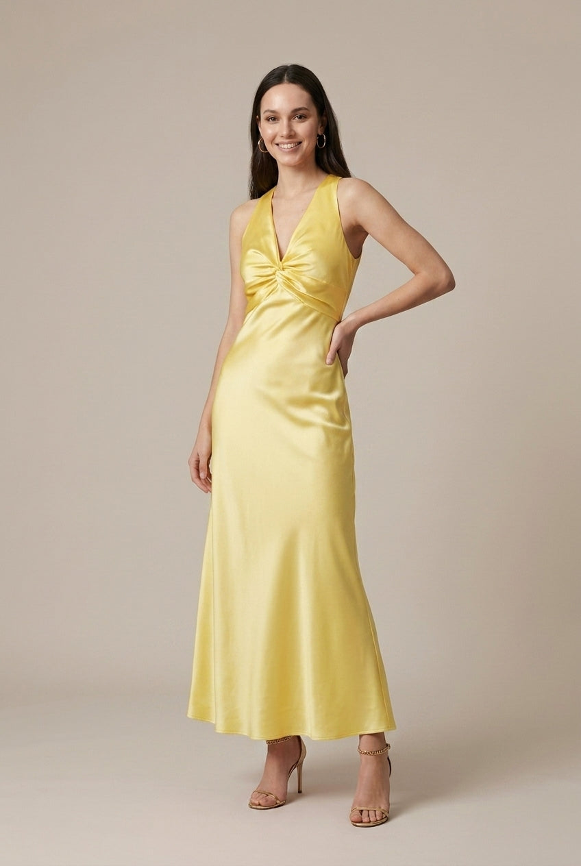 Women's Satin Maxi Dress Open Back