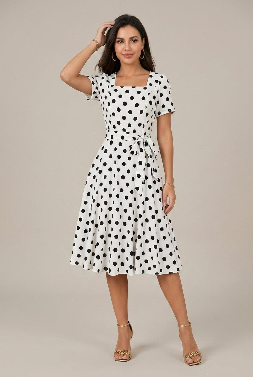 short sleeve polka dot wrap dress Short Sleeve Sequin Polka Dot Wrap Dress