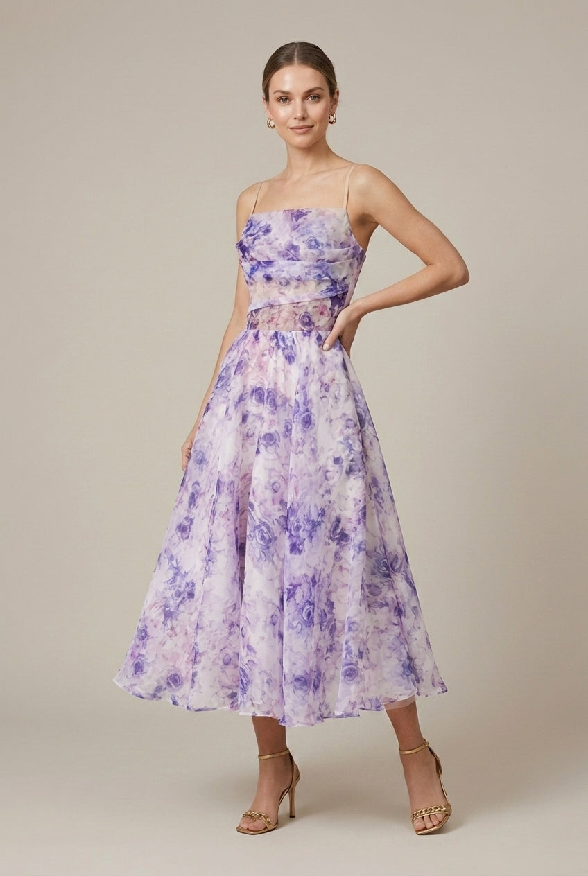 Women's Floral Spaghetti Strap Midi Dress