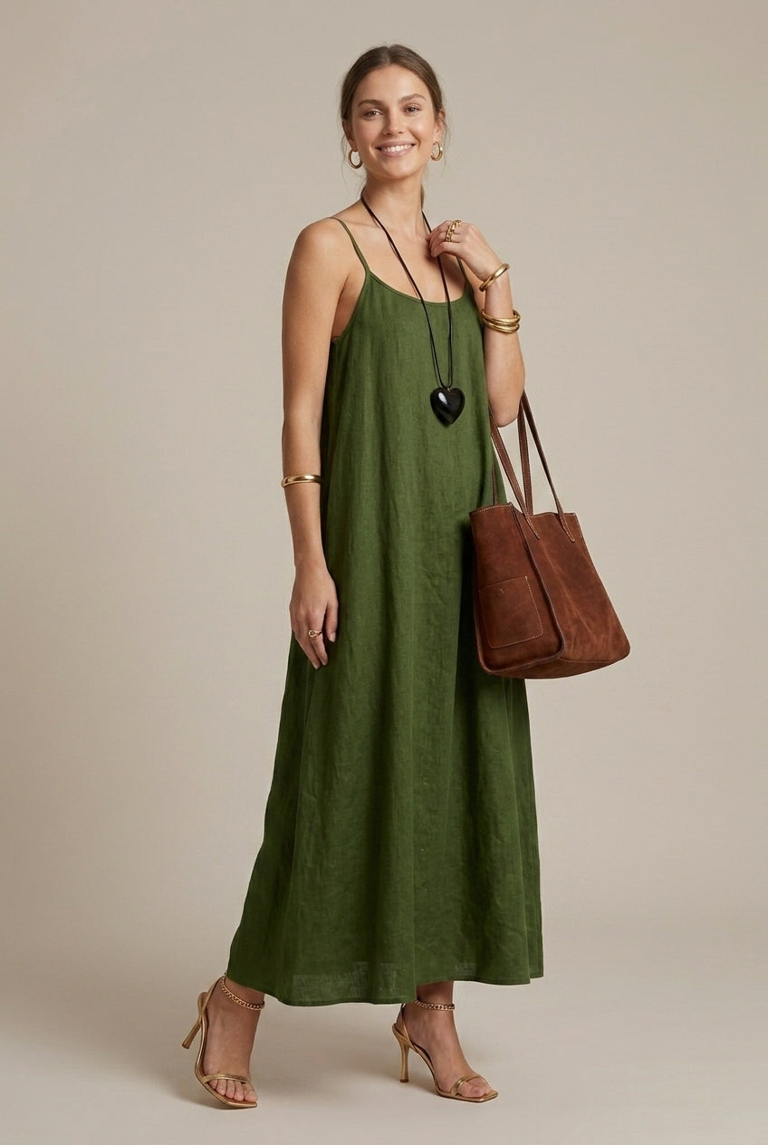 Women's Linen Maxi Dress Relaxed Fit