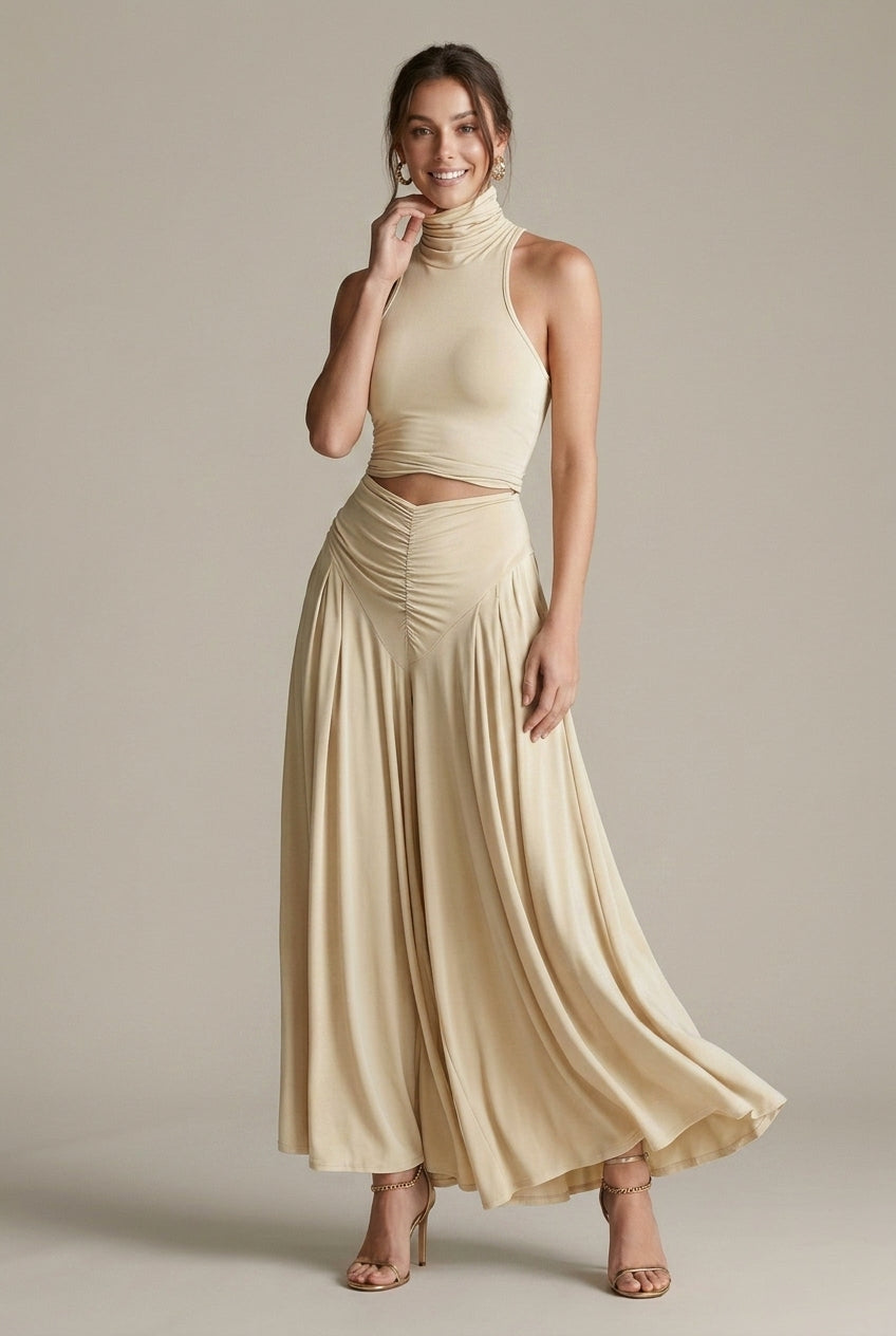 Women's Two-Piece Set Cutout Waist Halter Neck