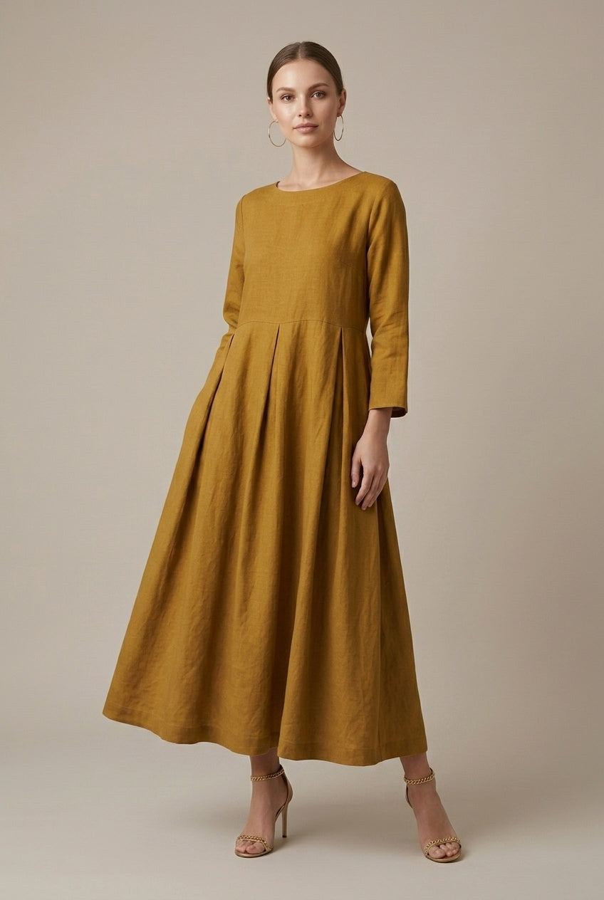 Women's Linen Maxi Dress Relaxed Fit