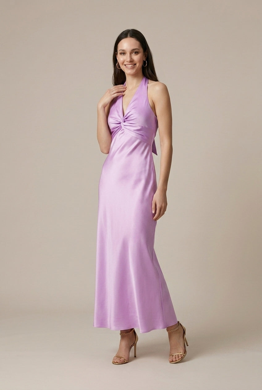 Women's Satin Maxi Dress Open Back