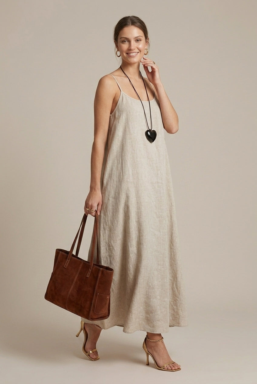 Women's Linen Maxi Dress Relaxed Fit