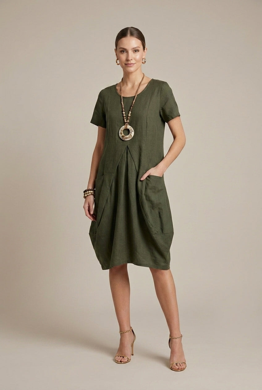 Women's Midi Dress Relaxed Fit V-Neck