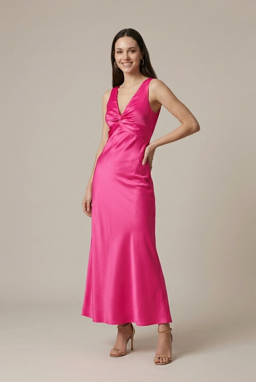 Women's Satin Maxi Dress Open Back