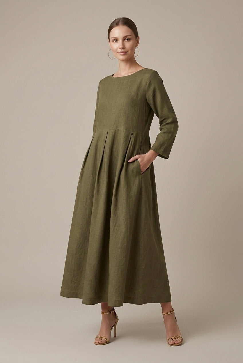 Women's Linen Maxi Dress Relaxed Fit