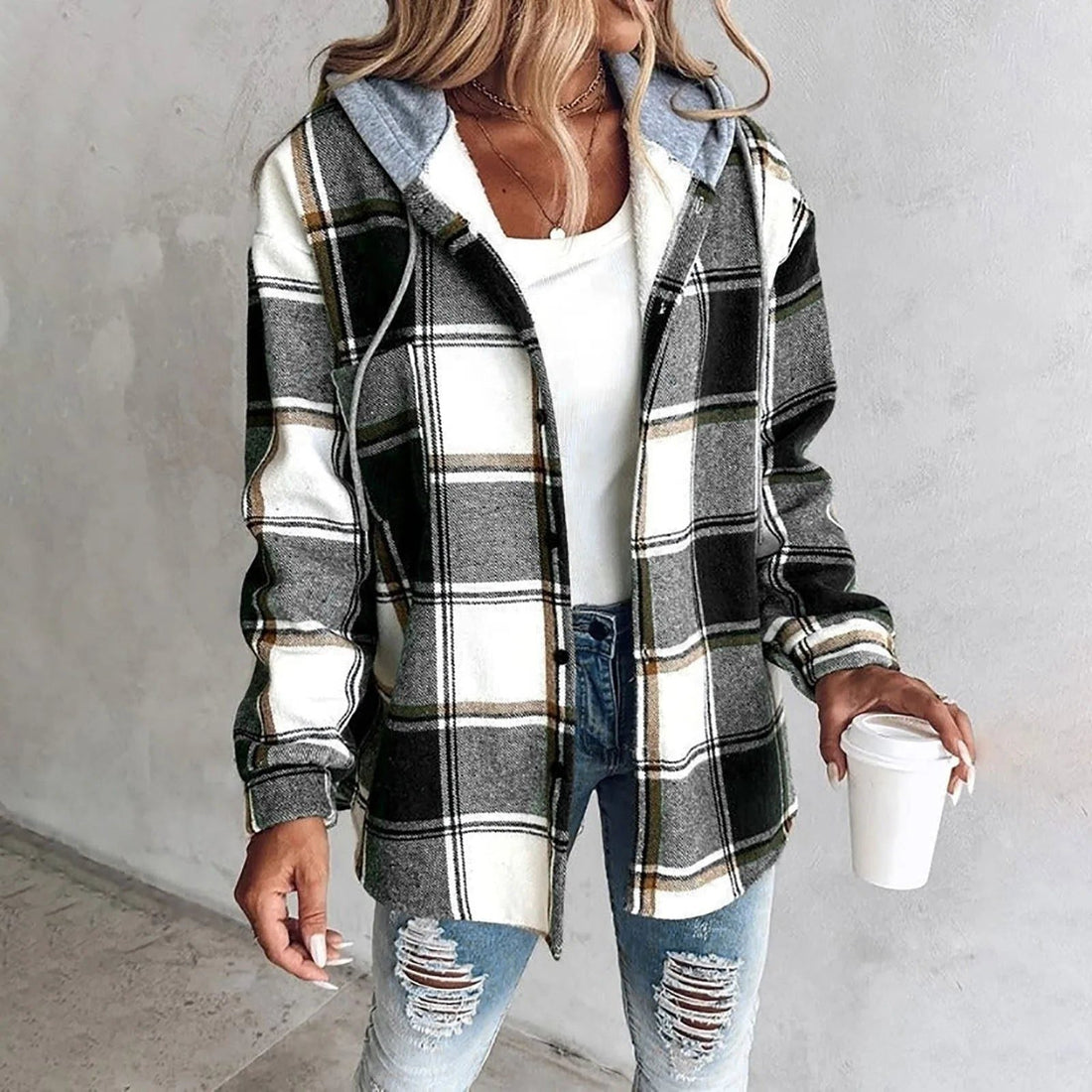 Oversized Plaid Cardigan for Women