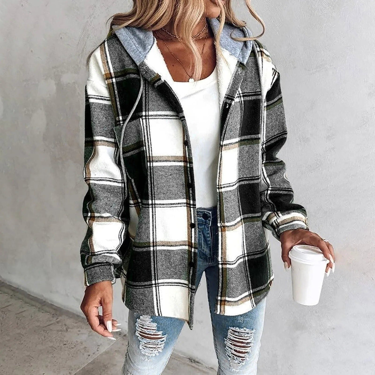 Oversized Plaid Cardigan for Women