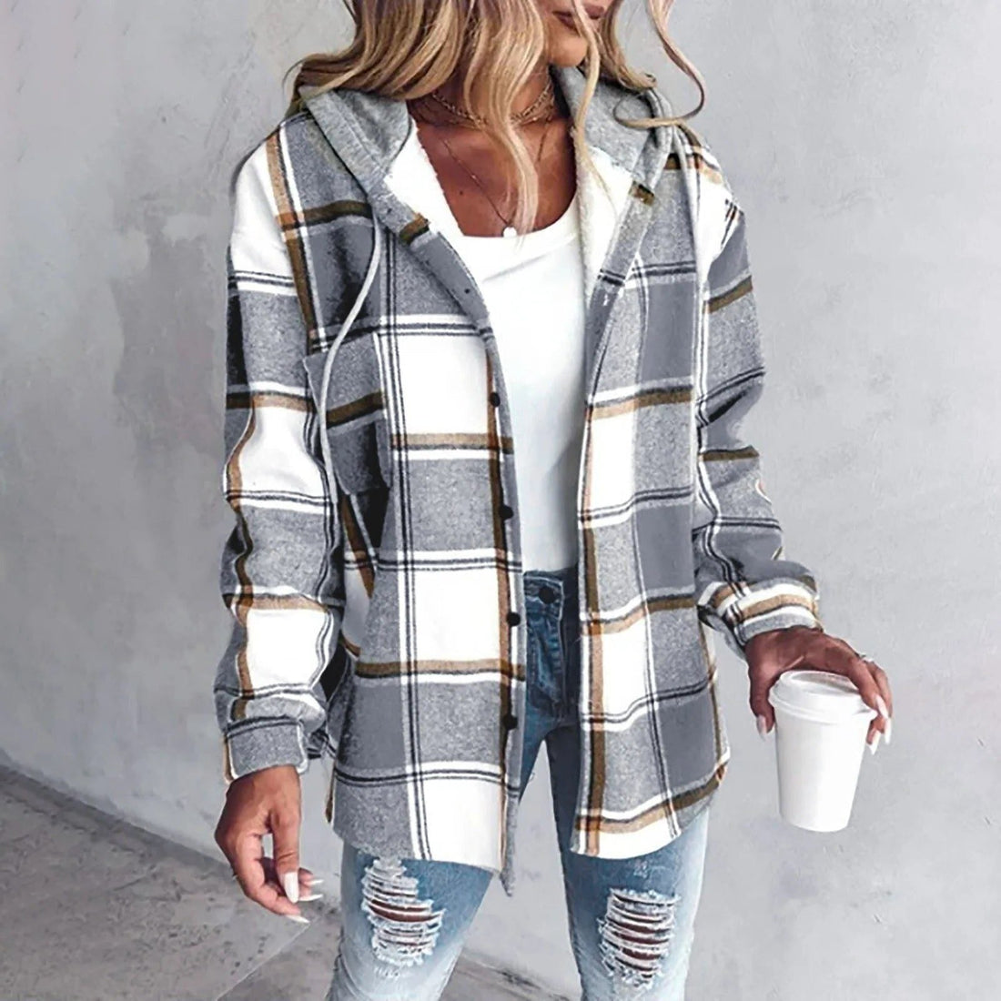 Oversized Plaid Cardigan for Women