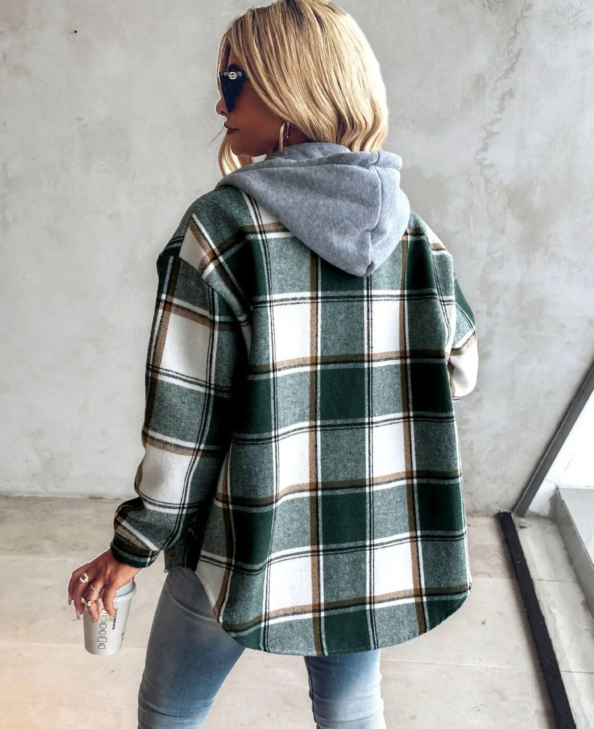 Oversized Plaid Cardigan for Women - View 7