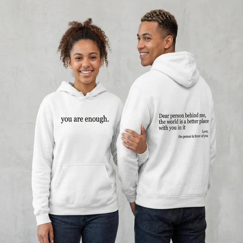Pullover Hoodie with Front Pocket and Fleece Lining, Graphic Front and Back Print