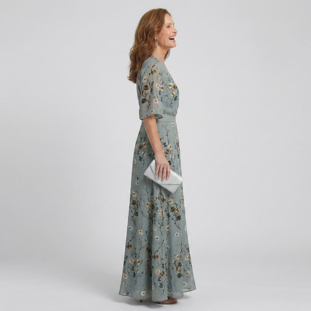 Casual women's flowy floral maxi dress with halter neckline, perfect for summer vacations & relaxed style.