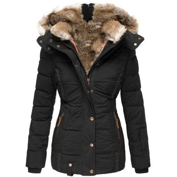 Moisture-Repelling Hooded Coat with Detachable Hood and Snap Button Closure