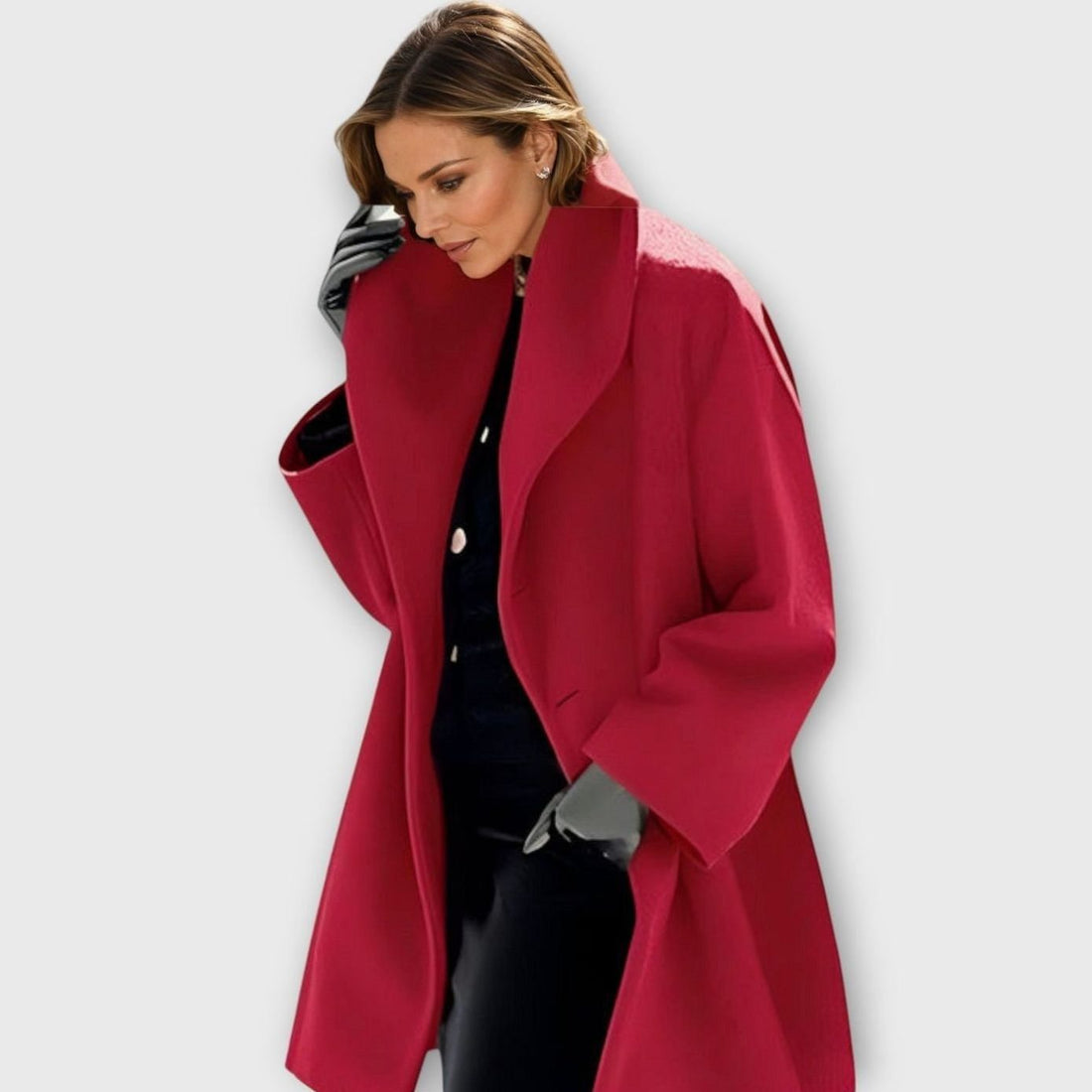 Women's Oversized Wide-Collar Relaxed-Fit Winter Coat - Blue
