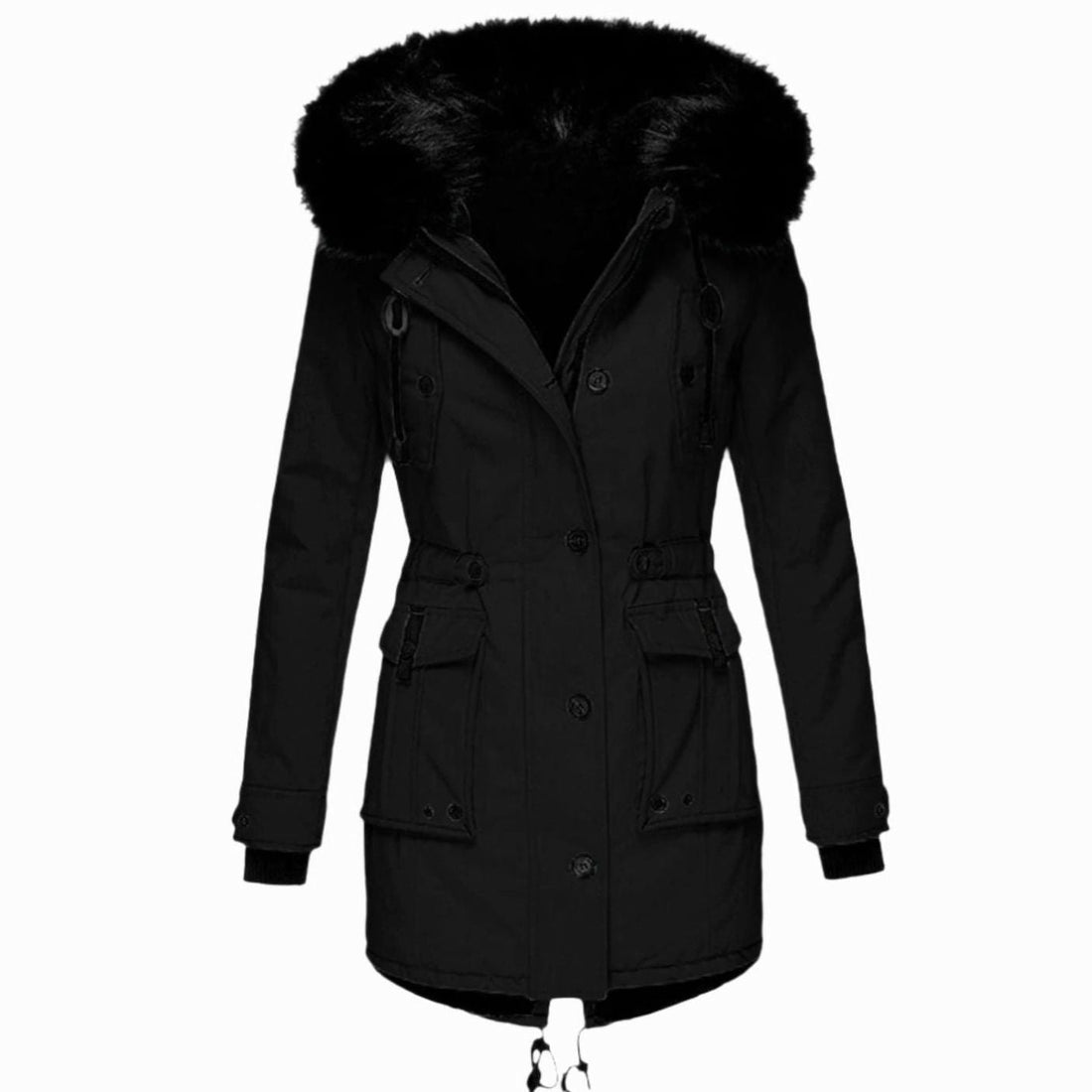 Women's Thick Faux Fur Hooded Drawstring Parka Coat - Gold