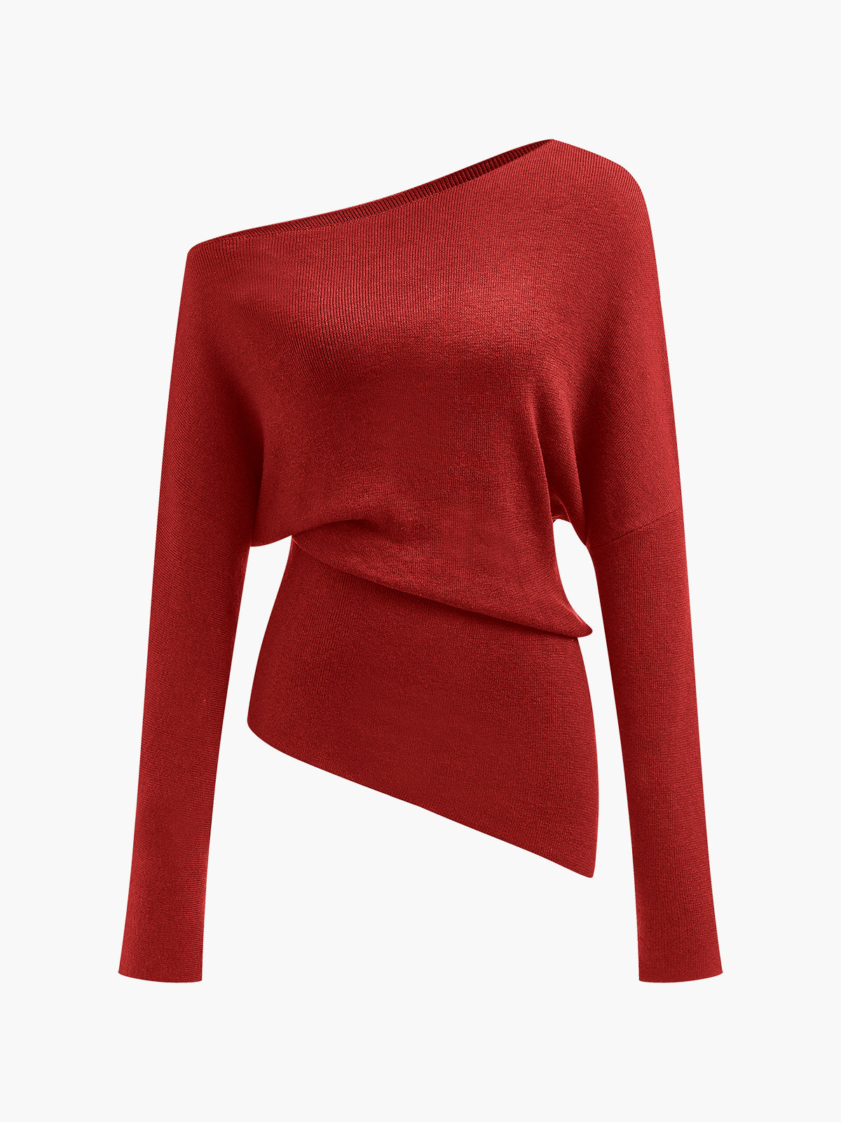 Pleated Pullover Sweater with Cold Shoulder Cutouts and Wool Blend