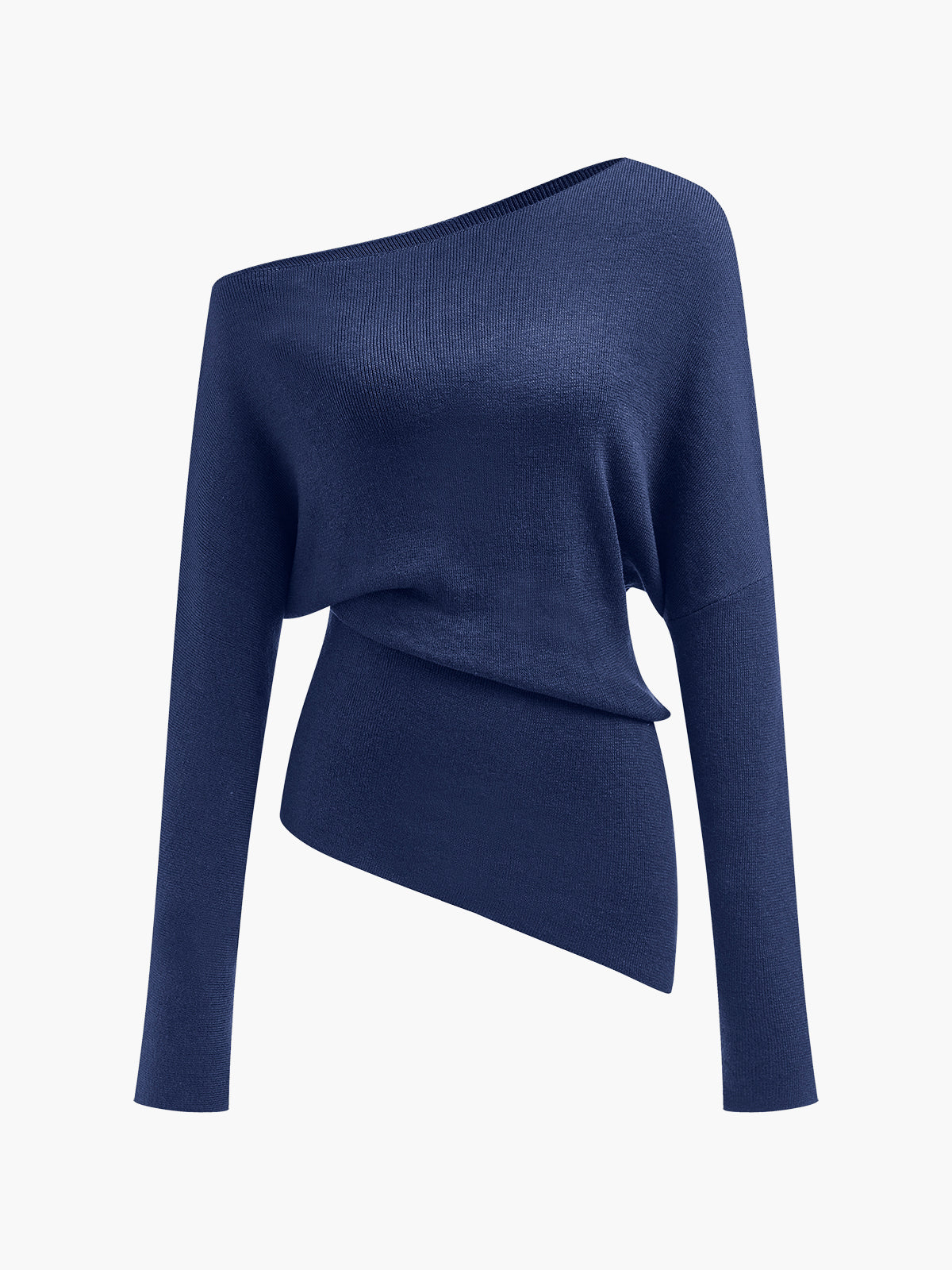Pleated Pullover Sweater with Cold Shoulder Cutouts and Wool Blend