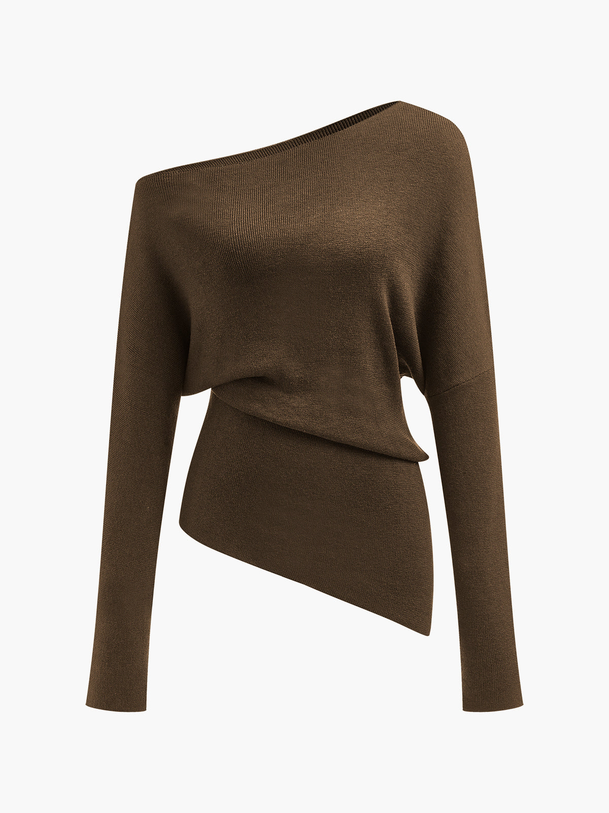 Pleated Pullover Sweater with Cold Shoulder Cutouts and Wool Blend