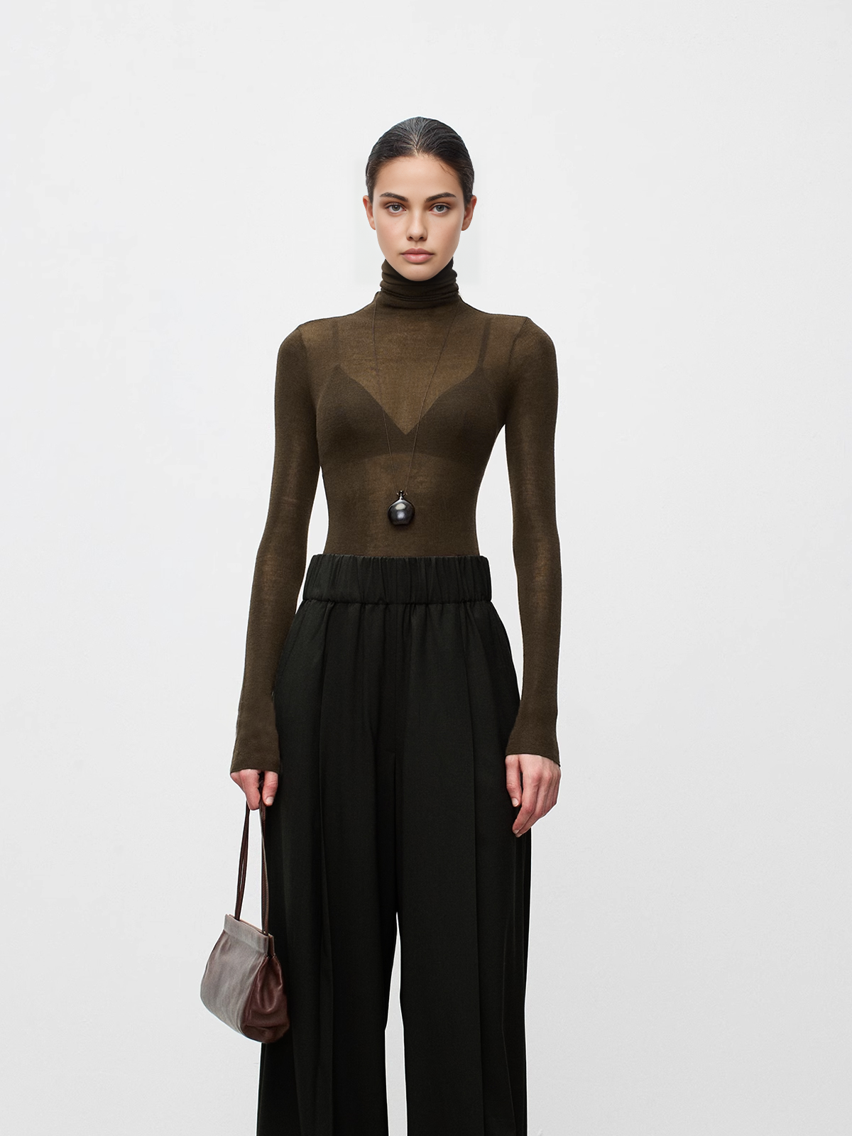 Wool Polyester Knit Top with Medium Stretch for Events and Everyday Wear